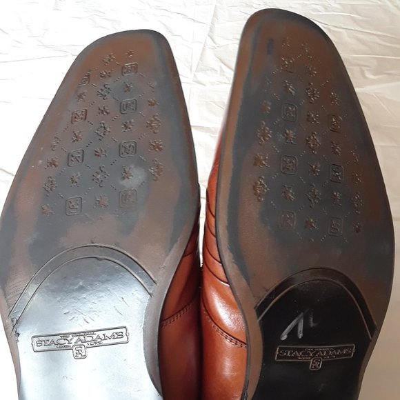 Stacy Adams Leather Oxford Mens Dress Shoe Cognac Brown Size 11.5